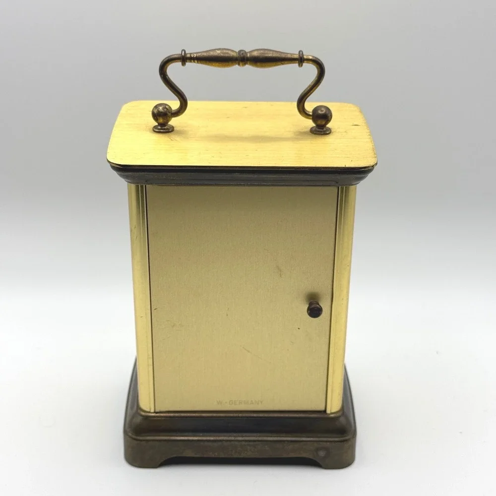 Vintage Black Starr & Frost Brass Carriage Clock Quartz Desk Mantel West Germany